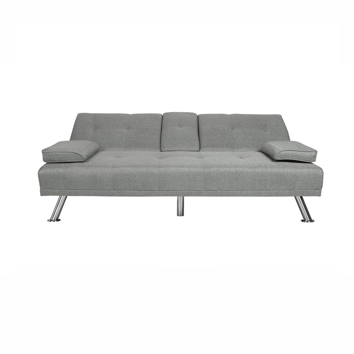 SOFÁ-CAMA FUTON TECIDO CINZA CLARO