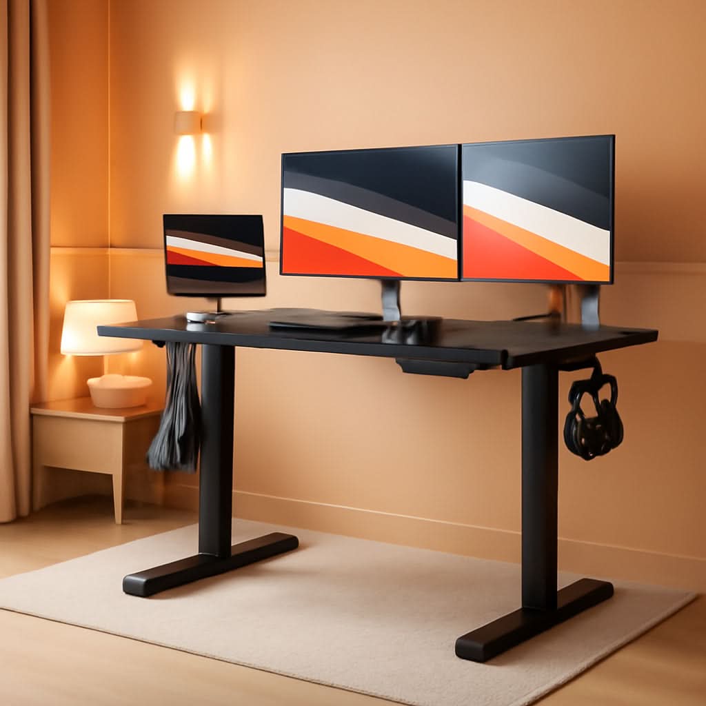 Electric Standing Desk 48x24 Inch Adjustable Height 4 Memory Settings Black