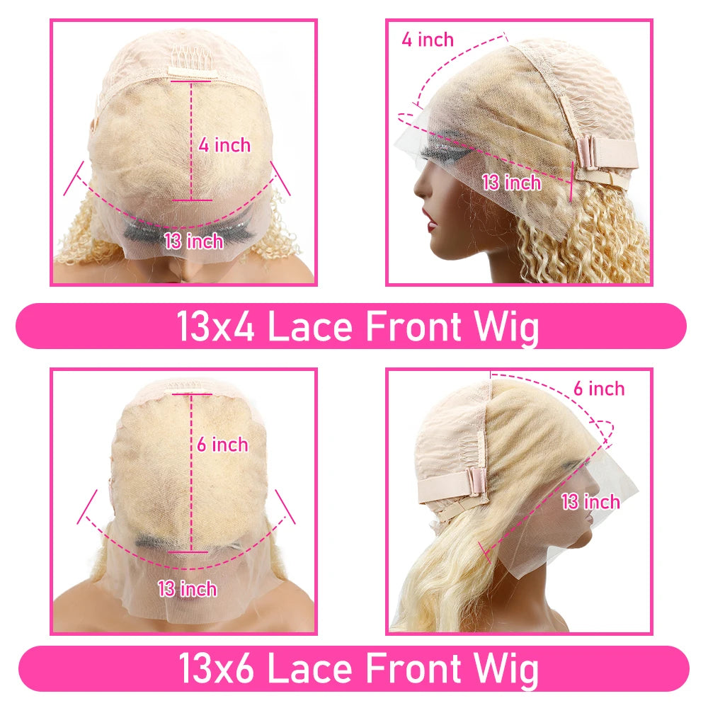 200% 613 Honey Blonde 13x6 HD Transparent Lace Front Human Hair Wigs For Women 34 36 Inch Straight 13x4 Lace Frontal Wig